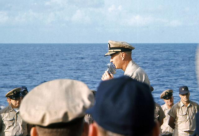 S19651106012.JPG - COMSEVENTHFLT VADM BLACKBURNCOMMENDING GALVESTON CREWFOR TONKIN GULF EFFORT